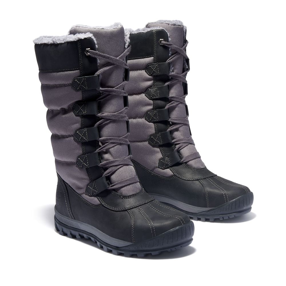 Bocanci De Zapada Timberland Dama Negrii/Gri - Mt. Hayes Tall Waterproof - Romania - ROHIXN258